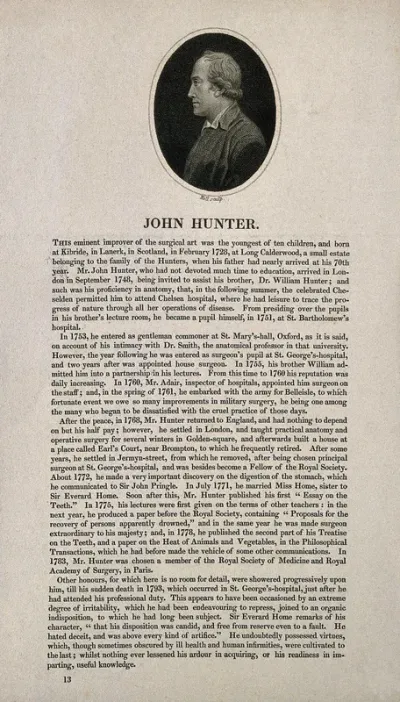 John Hunter. Stipple engraving by W. Holl