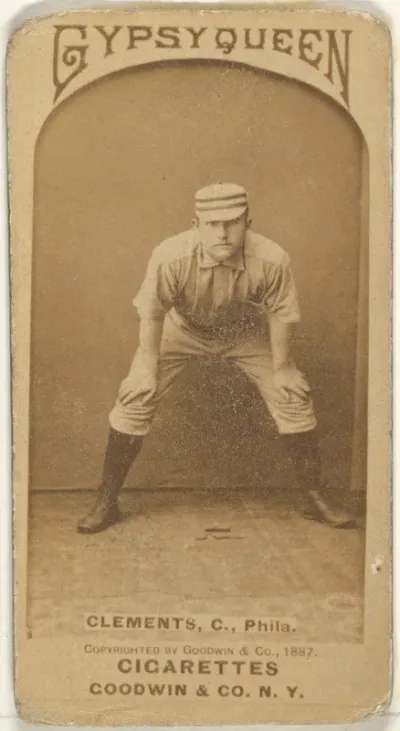 John J. "Jack" Clements, Catcher, Philadelphia, from the Old Judge series (N172) for Old Judge and Gypsy Queen Cigarettes