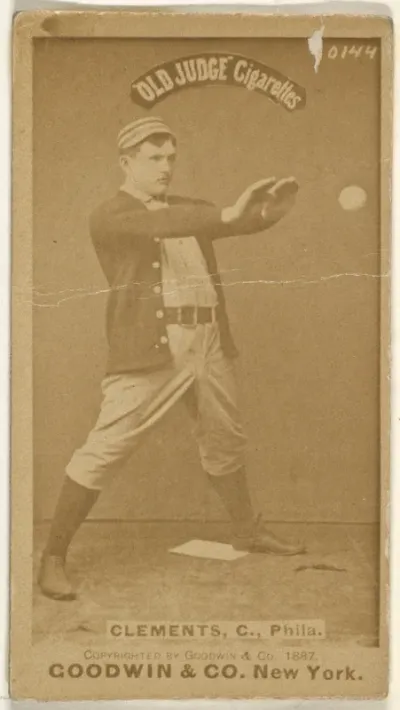 John J. "Jack" Clements, Catcher, Philadelphia, from the Old Judge series (N172) for Old Judge Cigarettes