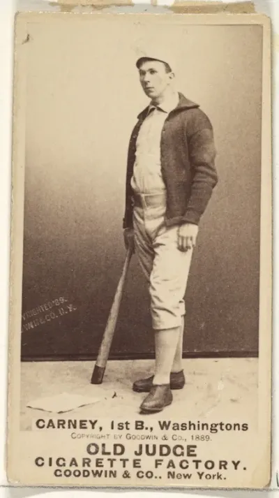 John Joseph "Handsome Jack" Carney, 1st Base, Washington Nationals, from the Old Judge series (N172) for Old Judge Cigarettes