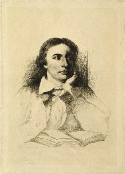 John Keats. Reproduction of etching after W. Hilton after J. Severn