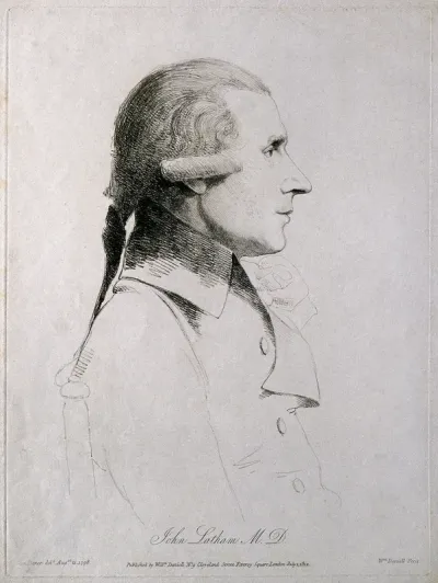 John Latham. Soft-ground etching by W. Daniel, 1812, after G. Dance, 1798
