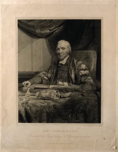 John Latham. Stipple engraving by R. W. Sievier, 1816, after J. Jackson, 1816