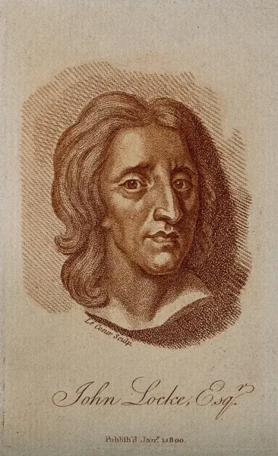 John Locke. Colour stipple engraving by L. Lecoeur, 1800, after J. M. Rysbrack [?]