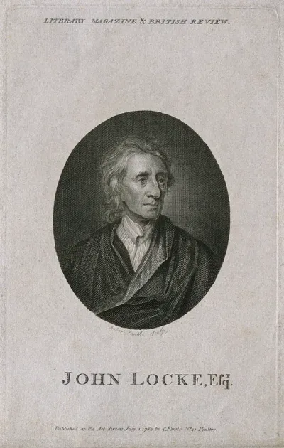 John Locke. Line engraving by A. Smith, 1785, after Sir G. Kneller, 1697