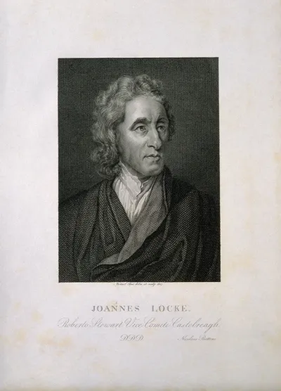John Locke. Line engraving by M. Bisi, 1817, after himself after Sir G. Kneller, 1697