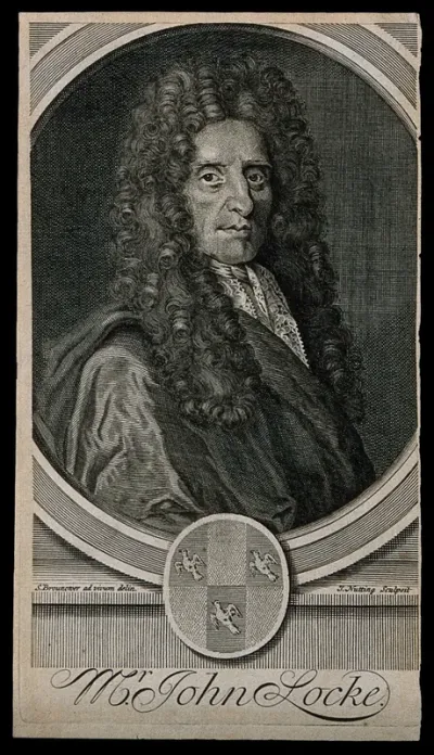 John Locke. Line engraving by P. Vanderbank, 1694, after S. Brownover