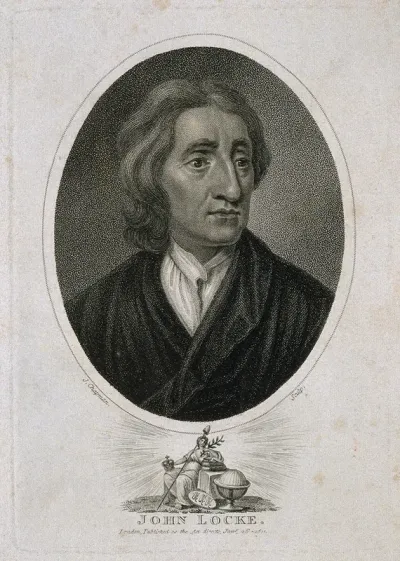 John Locke. Stipple engraving by J. Chapman, 1811, after Sir G. Kneller, 1697