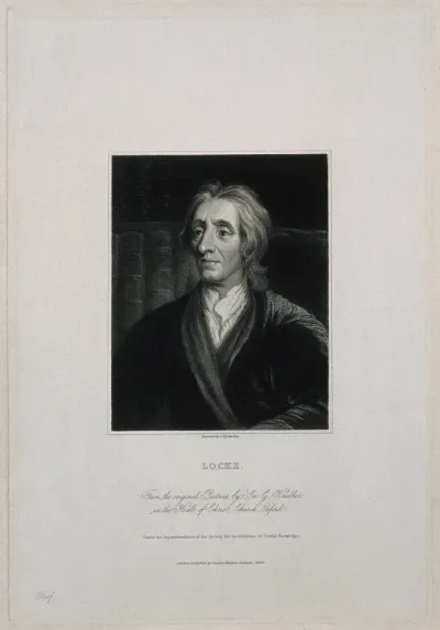 John Locke. Stipple engraving by J. Posselwhite after Sir G. Kneller, 1704