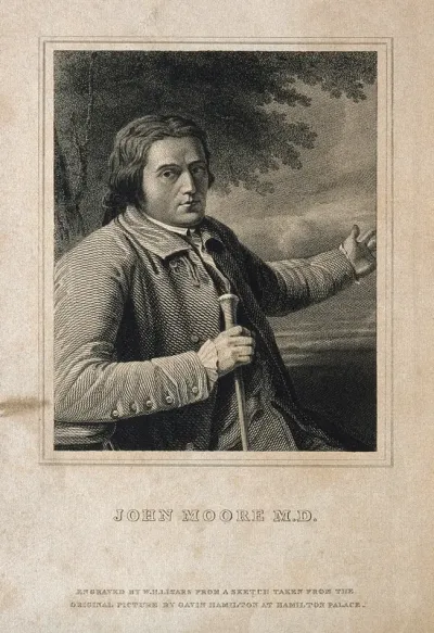 John Moore. Line engraving by W. H. Lizars, 1820, after G. Hamilton
