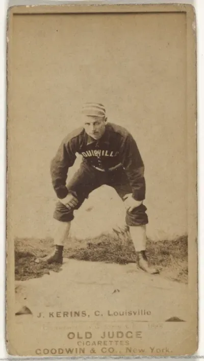 John Nelson Kerins, Catcher, Louisville Colonels, from the Old Judge series (N172) for Old Judge Cigarettes