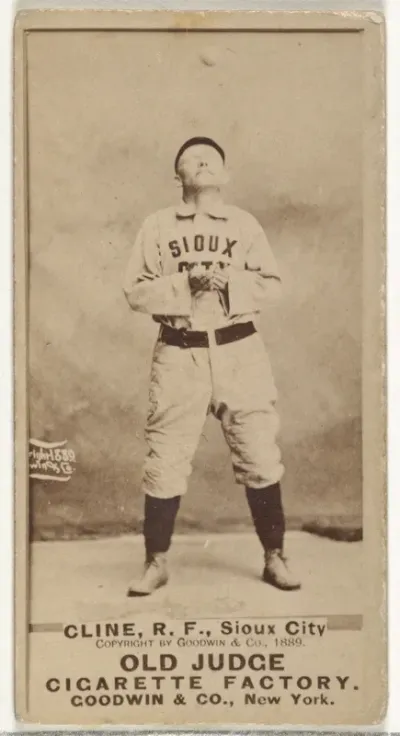 John P. "Monk" Cline, Right Field, Sioux City Corn Huskers, from the Old Judge series (N172) for Old Judge Cigarettes
