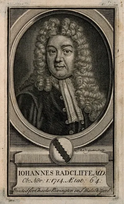 John Radcliffe. Line engraving by M. van der Gucht, 1716, after Sir G. Kneller, 1710