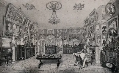 John Sainsbury sitting in his museum of Napoleon Bonaparte and the Napoleonic wars