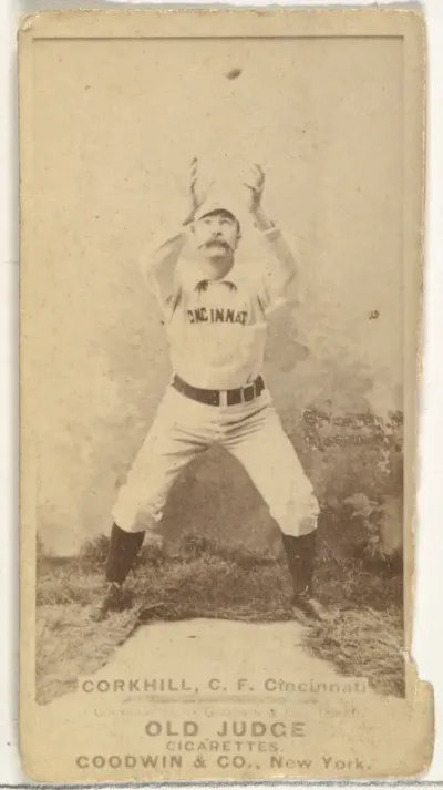 John Stewart "Pop" Corkhill, Center Field, Cincinnati, from the Old Judge series (N172) for Old Judge Cigarettes