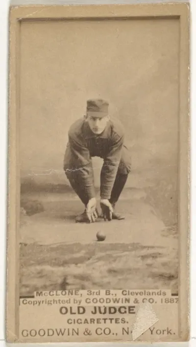 John T. McGlone, 3rd Base, Cleveland, from the Old Judge series (N172) for Old Judge Cigarettes