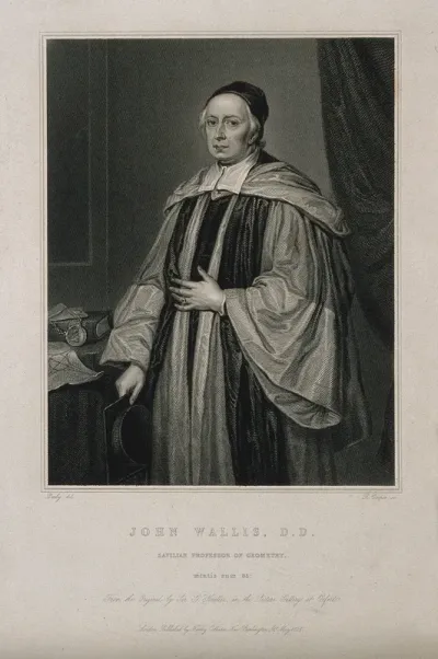John Wallis. Stipple engraving by R. Cooper, 1825, after W. Derby after Sir G. Kneller, 1701