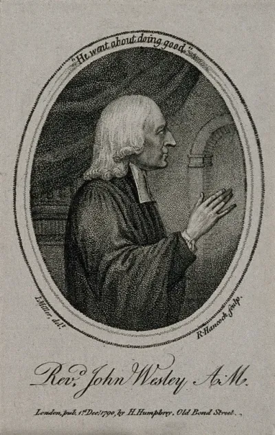 John Wesley. Stipple engraving by W. Ridley after J. Miller