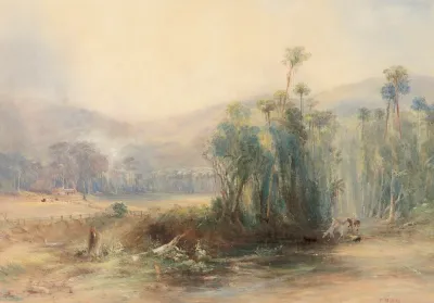Johnstons Meadows , Dapto, Illawarra, New South Wales, 1859 watercolour