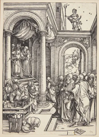 Jomfru Maria fremstilles i templet