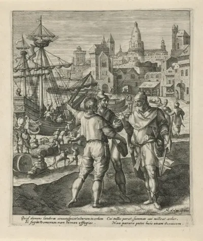 Jona in de haven van Joppa