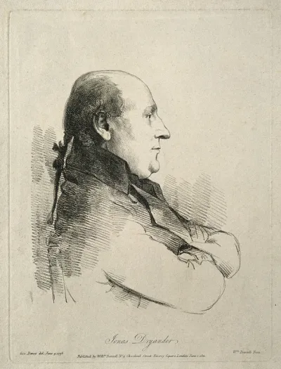 Jonas Dryander. Soft-ground etching by W. Daniell, 1811, after G. Dance, 1795