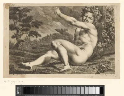 Jonge Bacchus naakt in een landschap