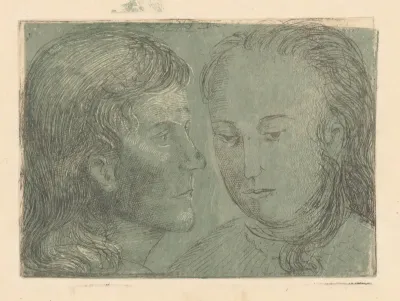Jonge man en profil en vrouw
