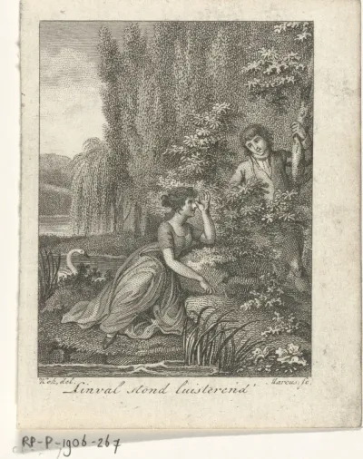 Jonge man en vrouw in een landschap