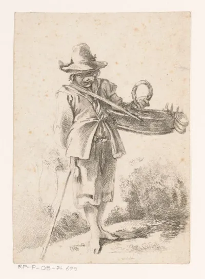 Jonge verkoper van broodwaren in een landschap