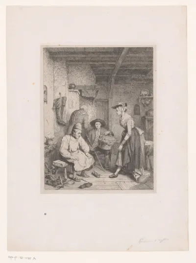 Jonge vrouw bij de schoenmaker