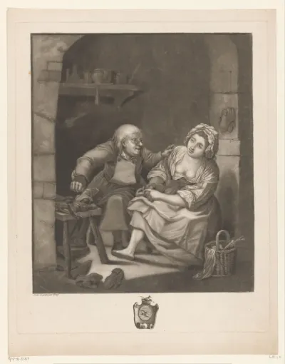 Jonge vrouw en de schoenmaker