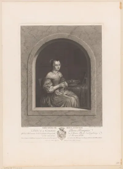 Jonge vrouw met een breiwerk