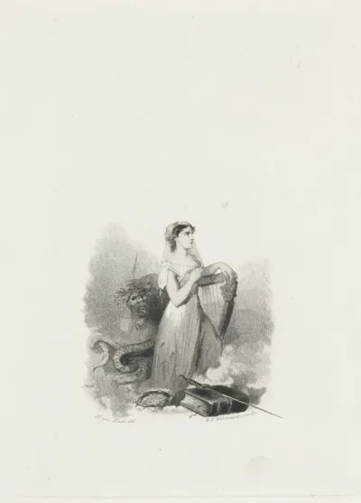 Jonge vrouw met een harp