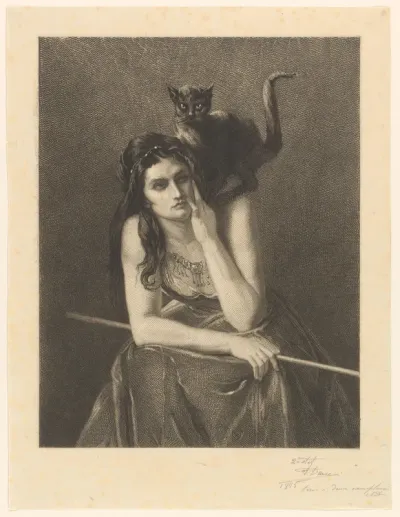 Jonge vrouw met een kat op de schouder