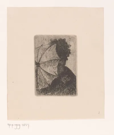 Jonge vrouw met een parasol