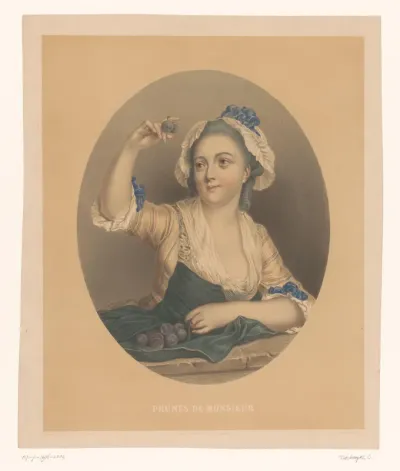 Jonge vrouw met pruimen