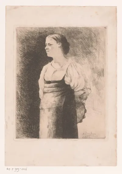 Jonge vrouw met tamboerijn