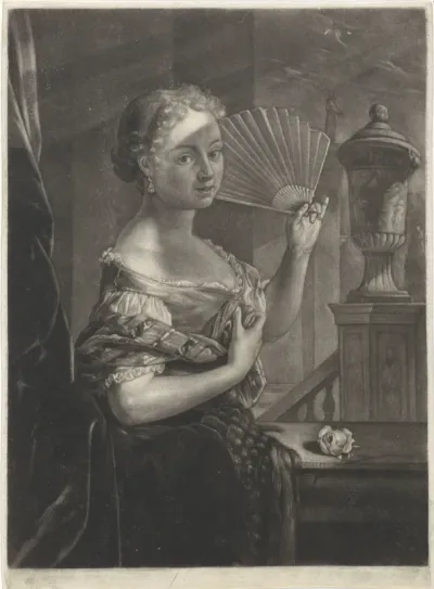 Jonge vrouw met waaier