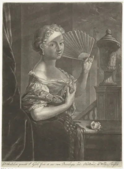 Jonge vrouw met waaier