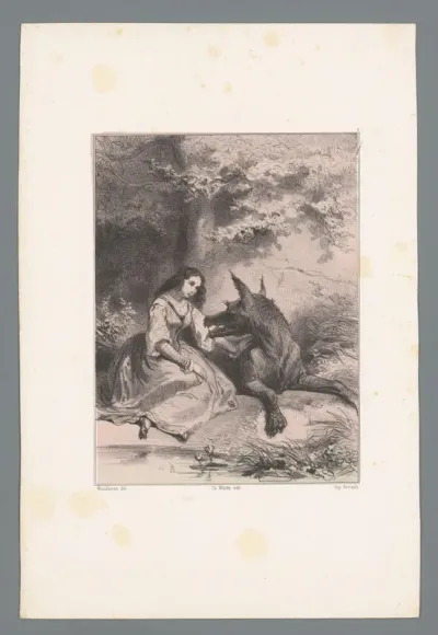 Jonge vrouw met wolf