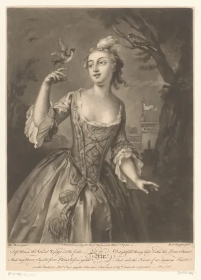 Jonge vrouw met zangvogels