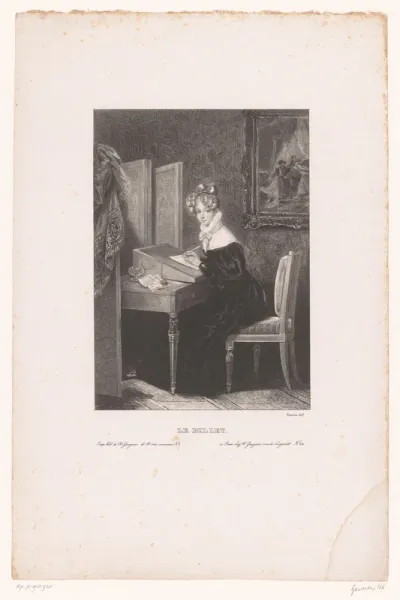Jonge vrouw schrijft brief aan een bureau