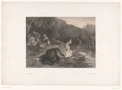 Jonge vrouwen en mannen in een landschap