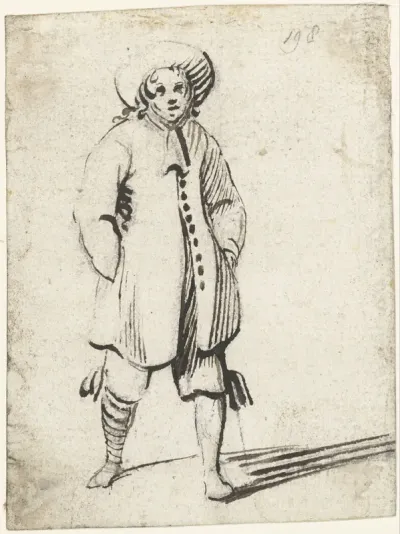 Jongeman in een vest, van voren