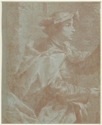 Jongeman in mantel en met een baret