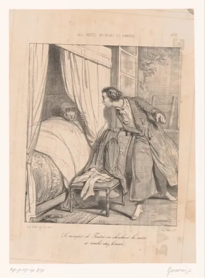 Jongeman in slaapkamer van oude tante