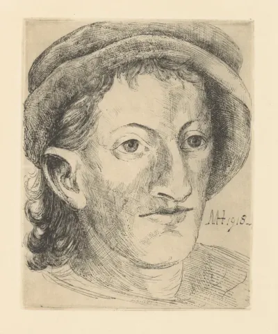 Jongeman met baret