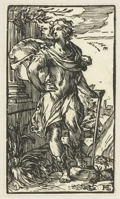 Jongeman met wandelstok