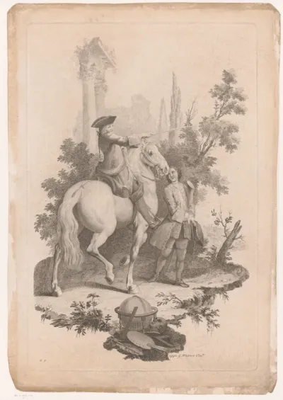Jongeman te paard met een bediende